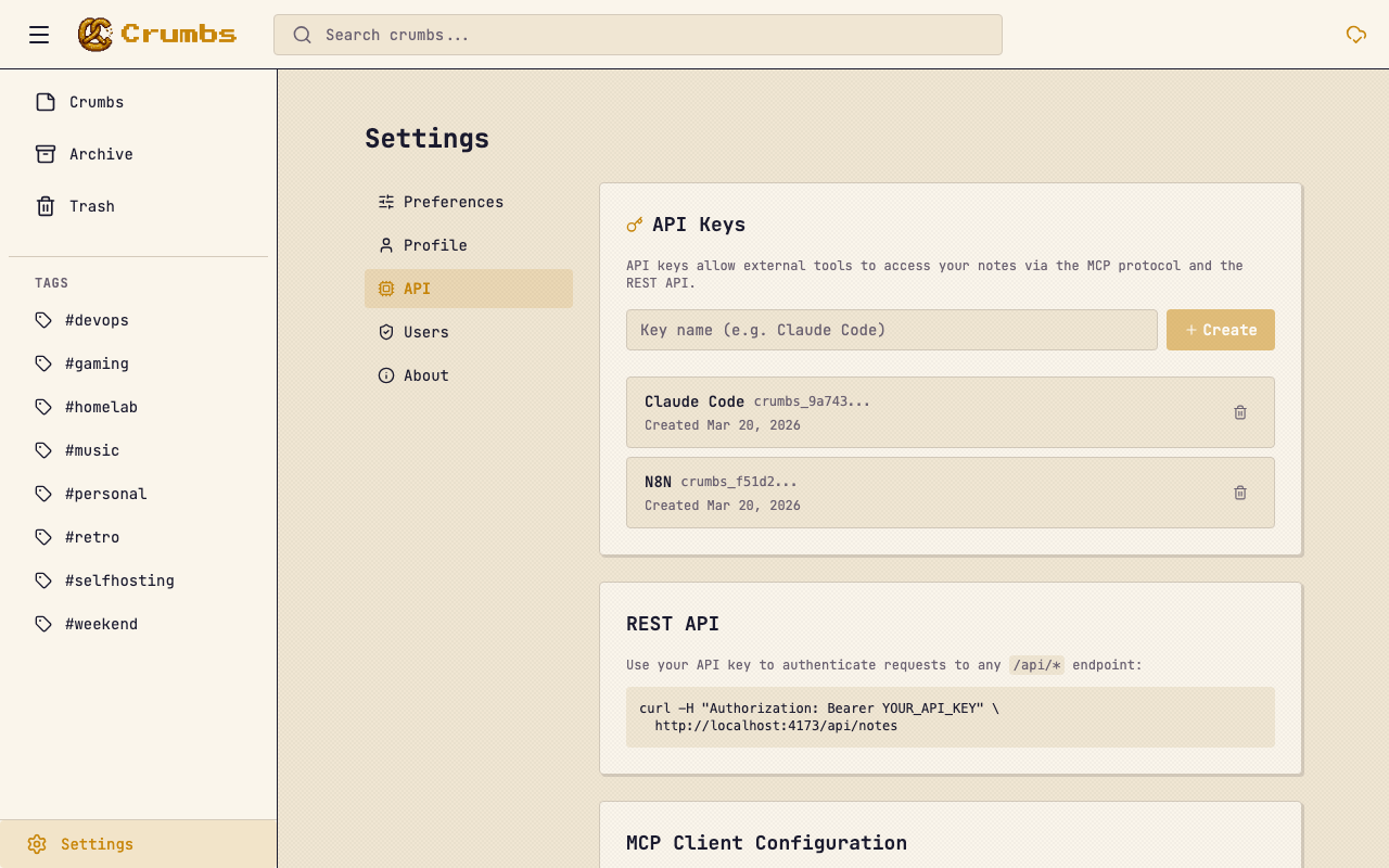API keys and MCP client configuration for Claude Code
